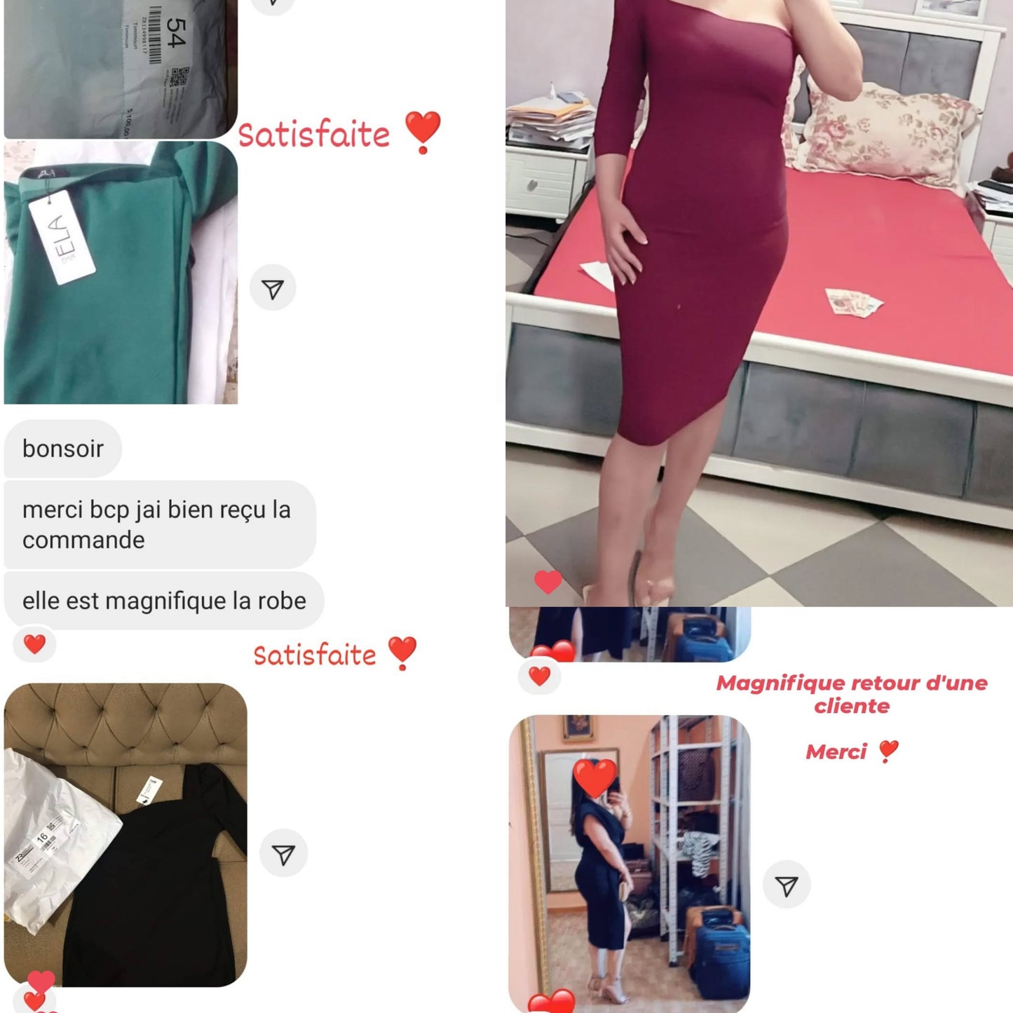Robe manches volantes - rouge