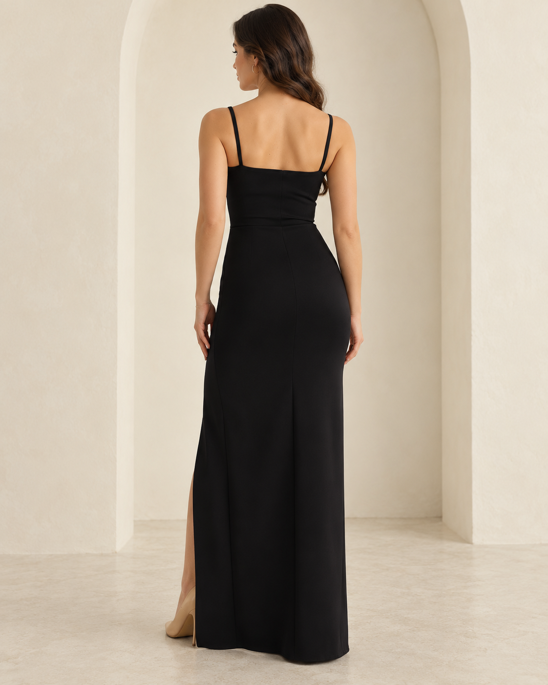 Robe moulante à bretelles - noir