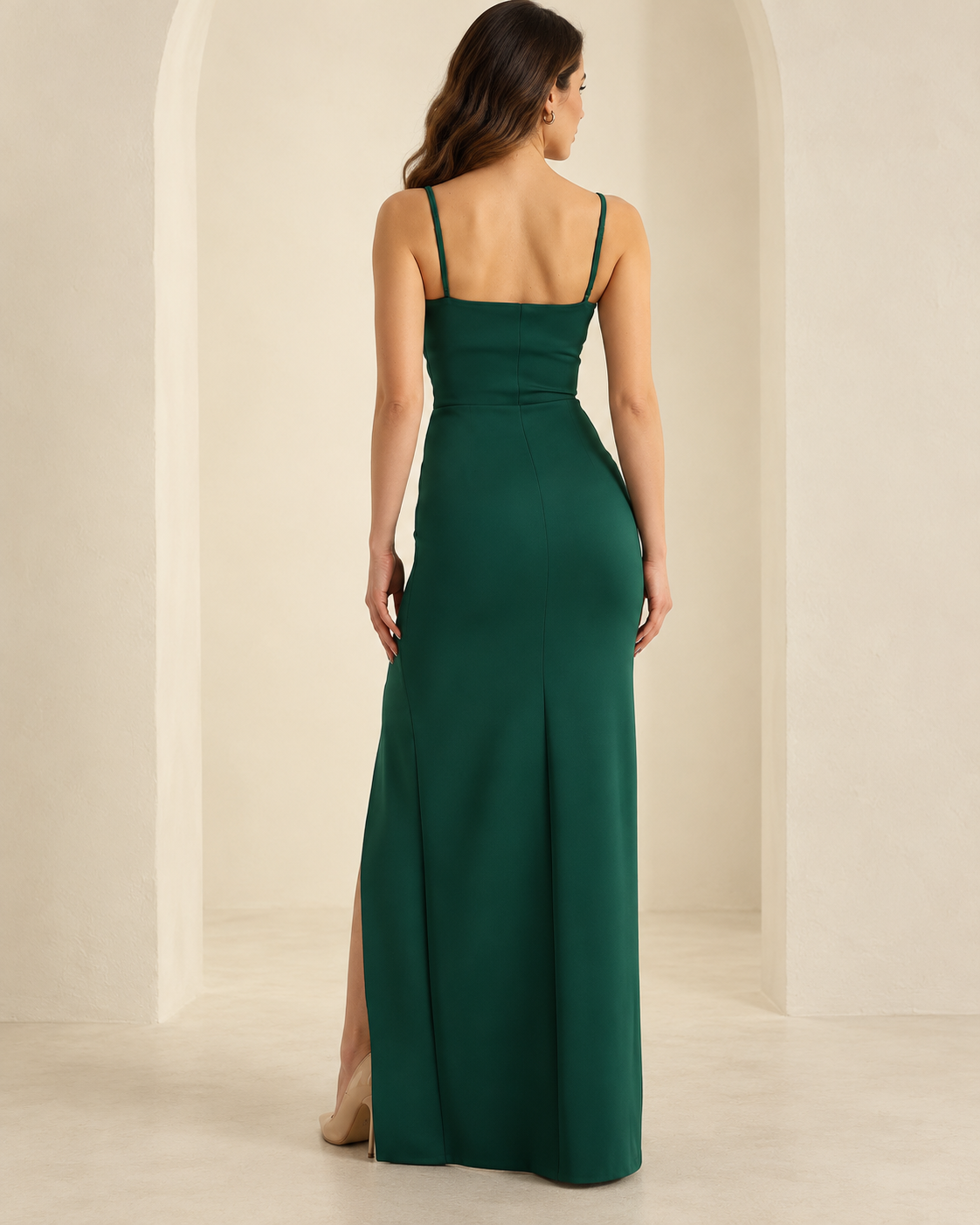 Robe moulante à bretelles - vert