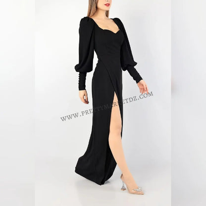 Robe longue manches bouffantes - noir