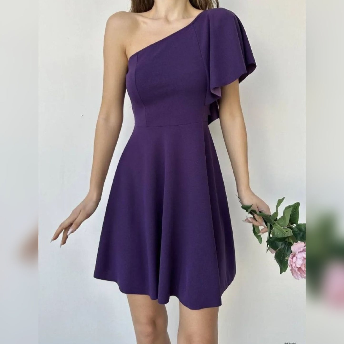 Robe courte one shoulder - violet