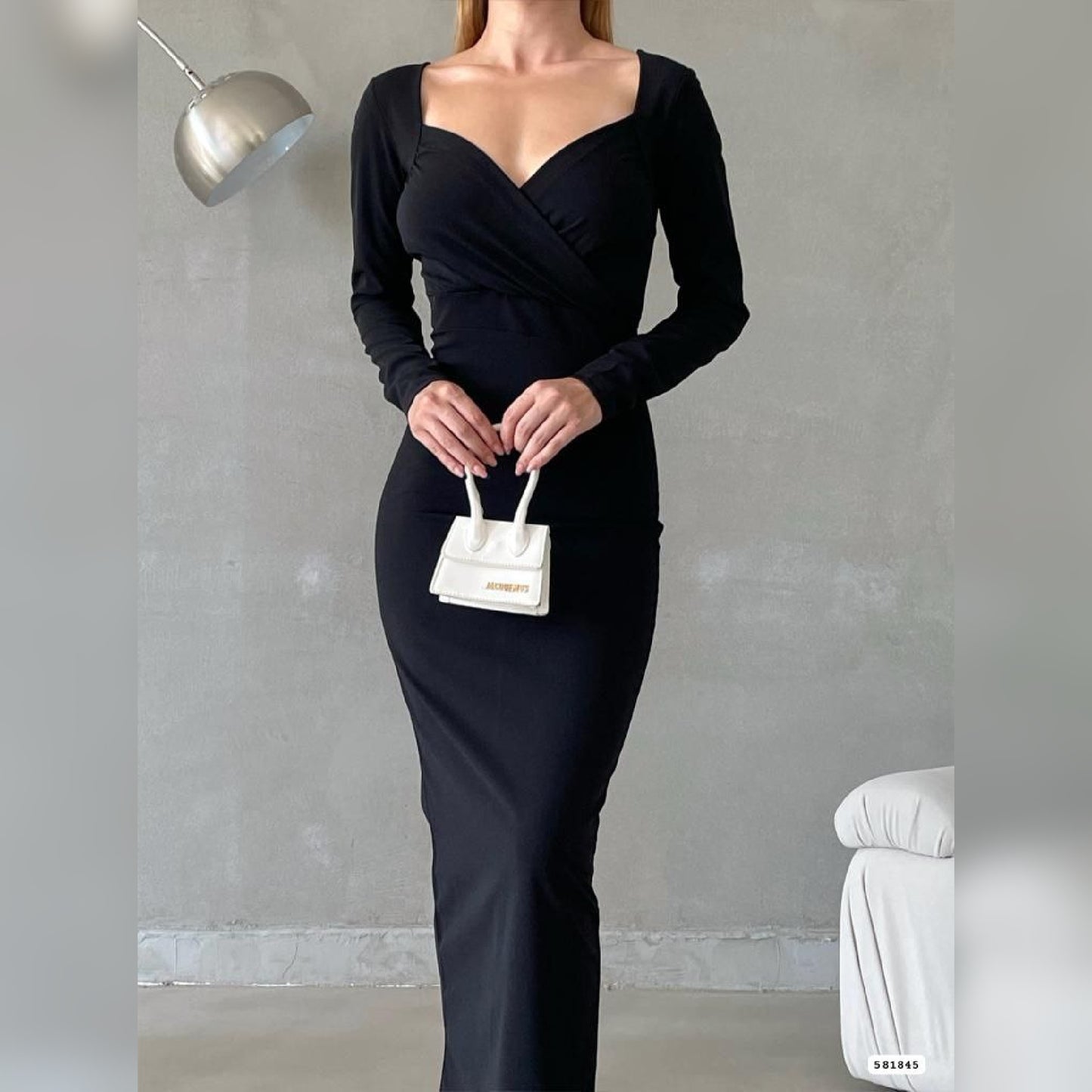 Robe croisée longue - noir