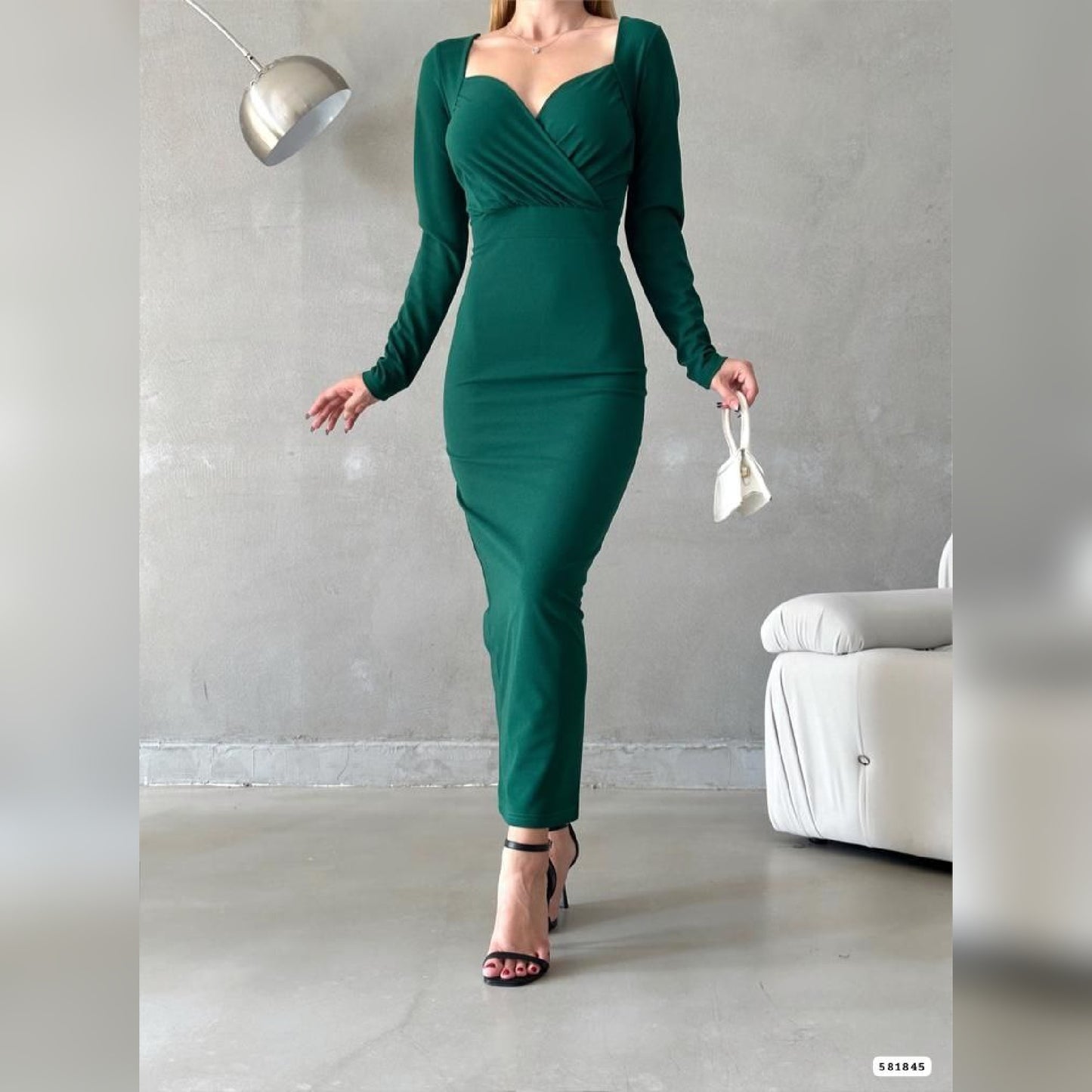 Robe croisée longue - vert