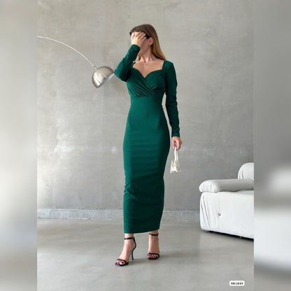 Robe croisée longue - vert