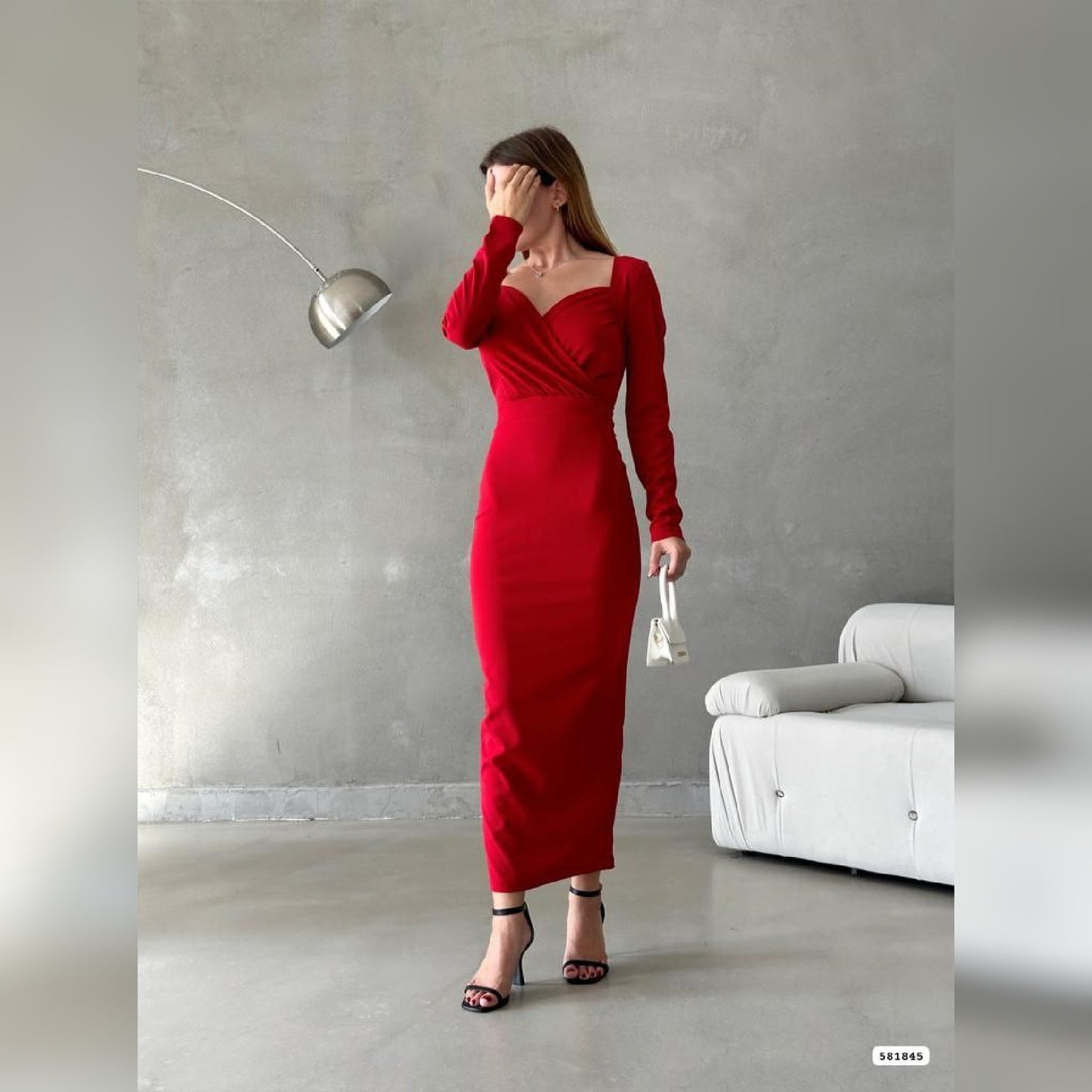 Robe croisée longue - rouge