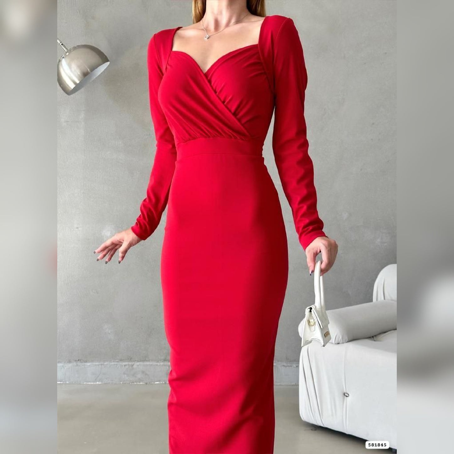 Robe croisée longue - rouge