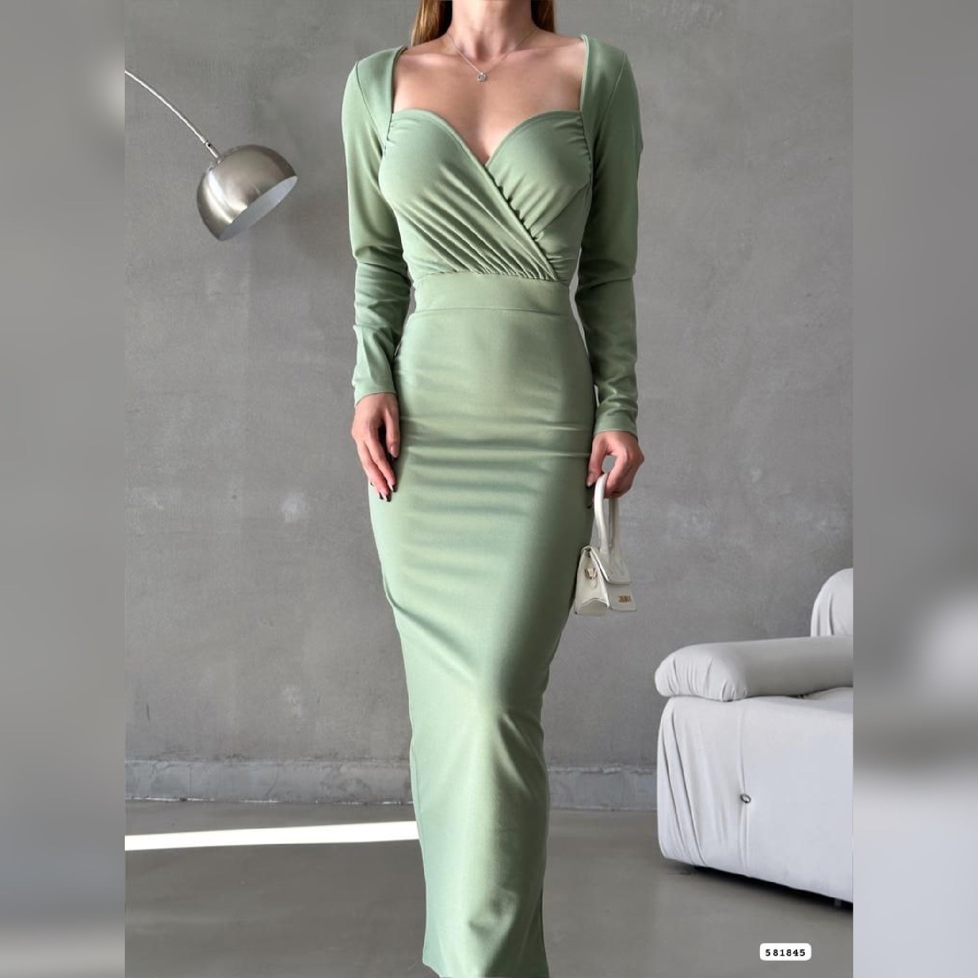 Robe croisée longue - vert pastel – Pretty market site