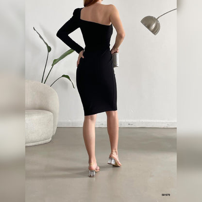 Robe one shoulder - noir