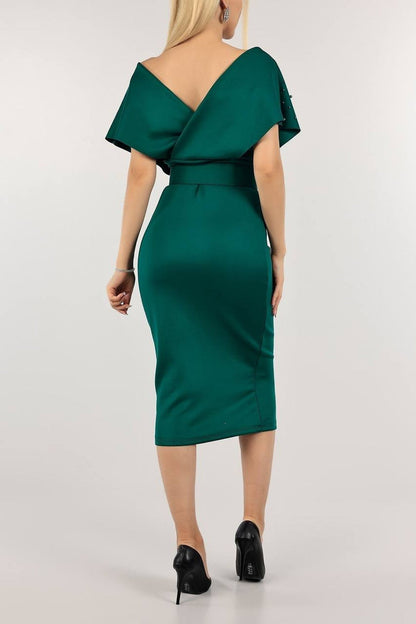 Robe croisée perlée - vert