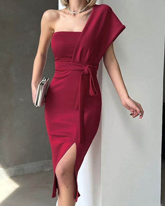 Robe asymétrique - bordeaux