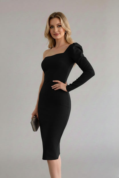 Robe one shoulder - noir