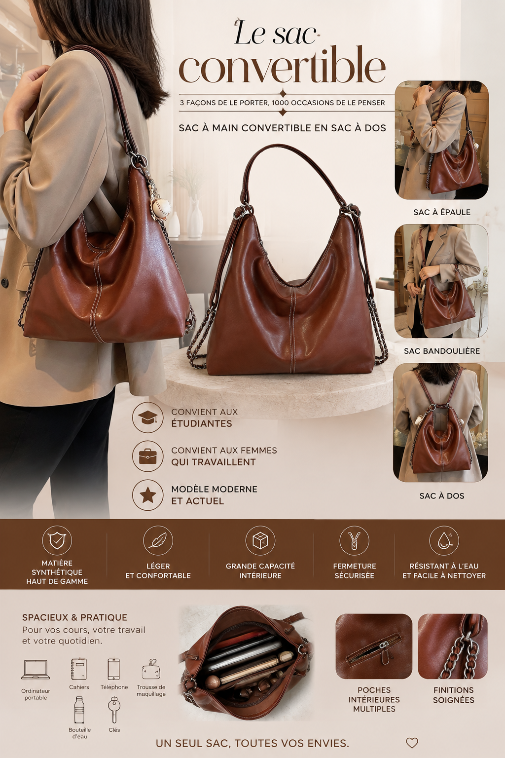Sac à main / sac à dos Erma - noir