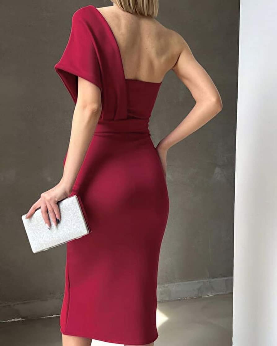 Robe asymétrique - bordeaux