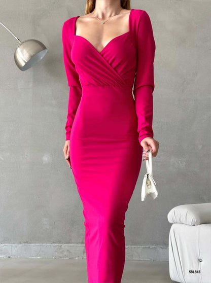 Robe maxi croisée - rose fuschia