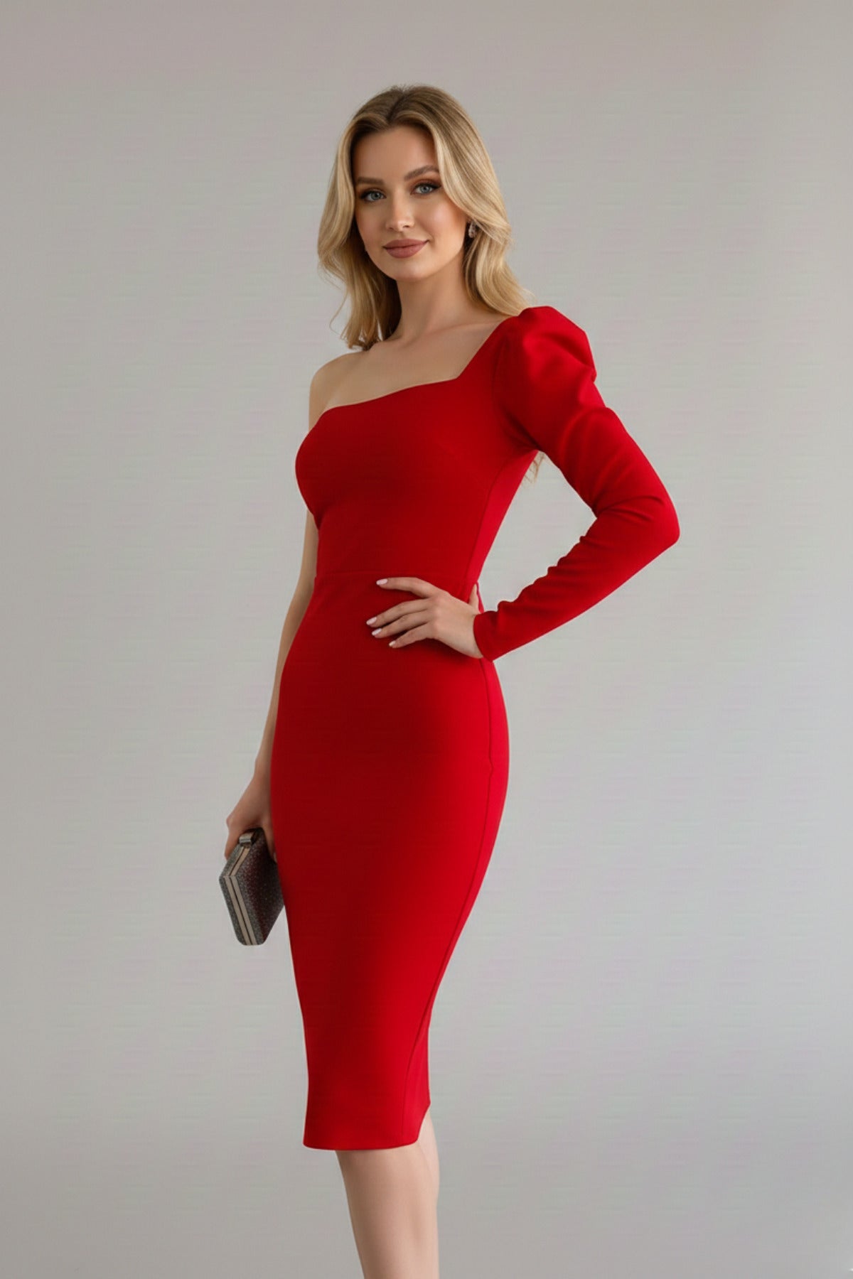 Robe one shoulder - rouge