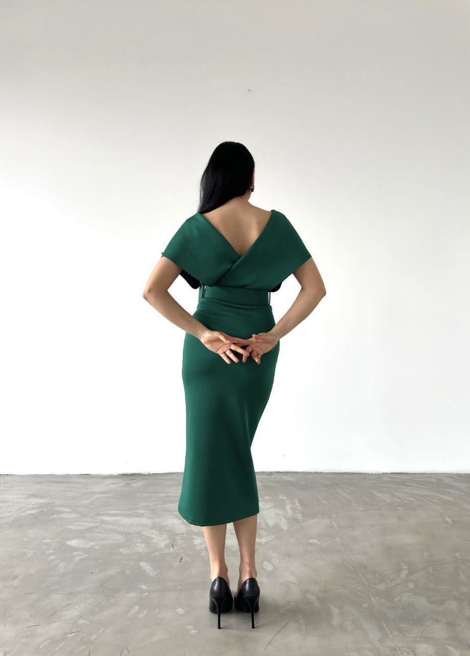 Robe croisée perlée - vert