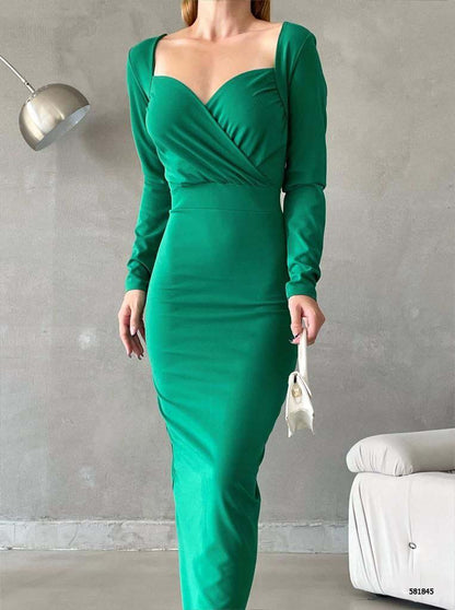 Robe maxi croisée - vert