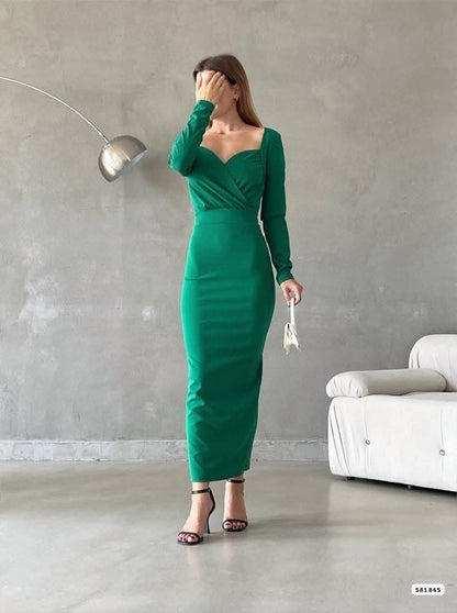 Robe maxi croisée - vert