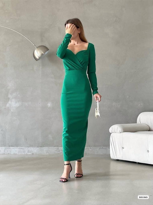Robe maxi croisée - vert